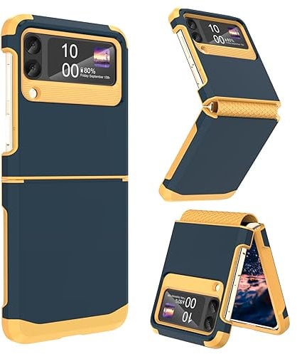 Designed for Galaxy Z Flip 3 Case with Hinge Protection,Samsung Flip 3 Heavy Duty Shockproof Full Body Protective Phone Case Cover for Z Flip 3 5G(2023)-Blue