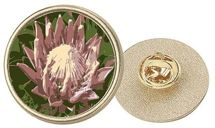 Südafrika Lilie Brodiaea Runde Metall goldene Brosche Clip, M, Metall