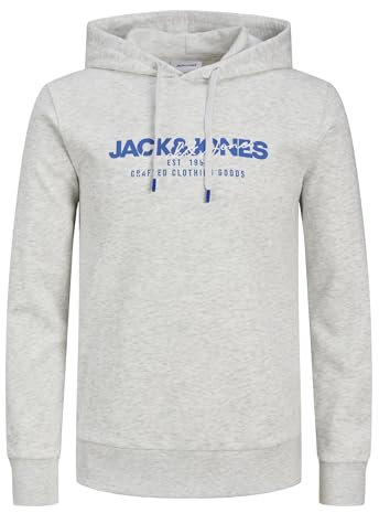 JACK & JONES Herren Jjalvis Sweat Hood Kapuzenpullover, White Melange, XL