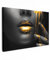 MuchoWow© Bilder Klein 30x20 cm Mini Wohnzimmer Deko Modern Wandbild Foto auf Leinwand Bild Schlafzimmer Room Decor Geschenke Frau - Schwarz - Gold - Gesicht - Lippen