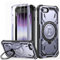 Lanhiem Cover per iPhone SE 2022/2020 con 2 Pezzi Vetro Temperato, Supporto Magnetico ad Anello a 360° Protezione Antiurto Anticaduta di Livello Militare Armor, Custodia per iPhone 7/8, Viola