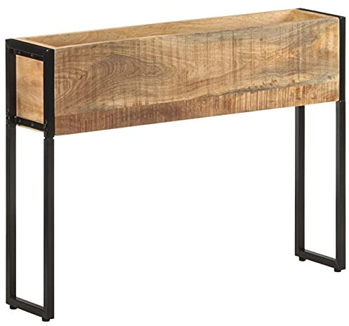 ARKEM Jardinière 90x20x68 cm Bois de manguier Brut,Jardiniere sur Pieds,Jardiniere Terrasse