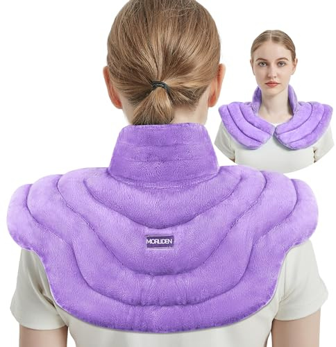 MORLIDEN Neck Heating Pad Microwavable for Shoulders, Warmer Wrap Microwave Heating Pad for Neck and Shoulders for Pain Relief (Purple)