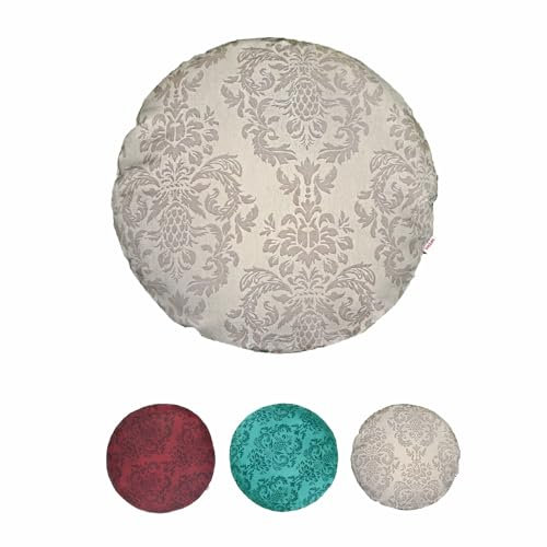 beties Epoche Kissenbezug ca. Ø60 cm Kissenbezug mit 3D Ornament auf Baumwolle Halbpanama-Bindung aus deutschem Unternehmen in hochwertiger Qualität (Linen-Taupe)