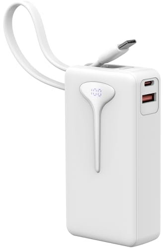 Bateria Externa Carga Rapida, Power Bank 10000mAh 22.5W Bateria Portatil con Cables Integrados, Bateria Externa USB C In/Output,para iPhone/Samsung/Tablet etc