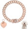 25cm Dog Chain Collar, Rose Gold Diamond Collar Necklace with Heart Shape Dog Tag Rhinestones Heart Bling Dog Collar Pet ID Tag Chain for Small Medium Large Dogs Cats