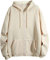 QUINTRA Damen Kapuzenpullover Langarm Einfarbig Basic Sweatjacke Reißverschluss Sweatshirt mit Taschen (Beige, XXL)