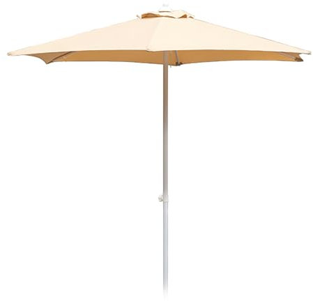 Parasol de table de marché en aluminium de 2,4 m avec 6 baleines réglables en hauteur pour balcon, piscine, parasol de plage ventilé, couleur kaki, kaki, 240cm/8ft