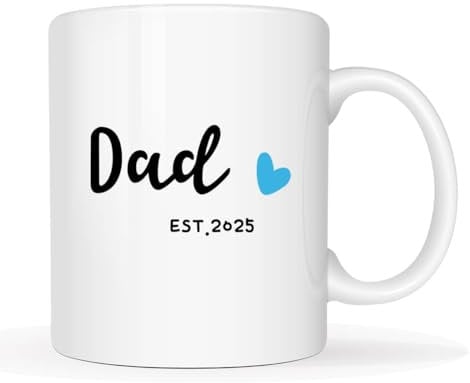 This Dad Est 2025 Coffee Mug, Father's Day New Dad Gifts for Men Him, First Time Dads Cup, White 11 Oz
