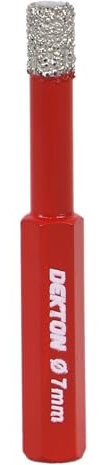 Dekton Brazed Diamond Hole Drill 7.0mm-Wax Core Design Provides Self-cooling And Self-lubrication| Drill Bit For Dry Cutting Ceramic, Porcelain & Stone|1/4 Inches Hex Shank| High Grade Hardened Steel