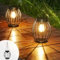 FREEPOWER 2er Solar Laternen Außen Lampen Wasserdicht LED für Draußen Beleuchtung Garten Hängend/Stehend Laterne, Metall, Flackern Warmweißes Licht, Groß, Höhe18cm
