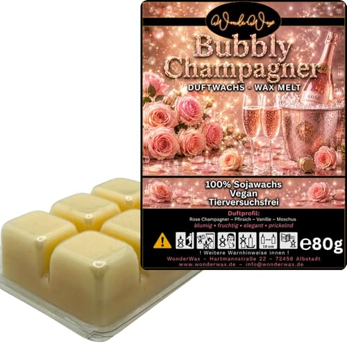 WonderWax® Duftriegel 6 x Duftwachs Würfel Weiß Bubbly Champagne | Farbe: Weiß | Raumduft für Duftlampen, Wax Melt, Sojawachs, Indoor Duftöl Wachs schmelzen für Aromalampe