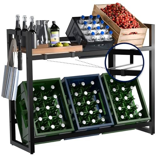 CLP Estantería para 6 Cajas de Bebidas Powell I Estantería Independiente para 6 Cajas de Bebidas I Soporte para Six-Packs y Cajas de Vino, Color:Negro, Tamaño:para 6 Cajas