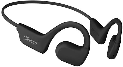 Clinilum Casque à Conduction Osseuse Casque Sport Bluetooth Avancé avec Microphone Intégré, IPX5 Étanche, Autonomie de 7 Heures, Design Confortable pour l'Entraînement, la Course, Le Bureau (Noir)