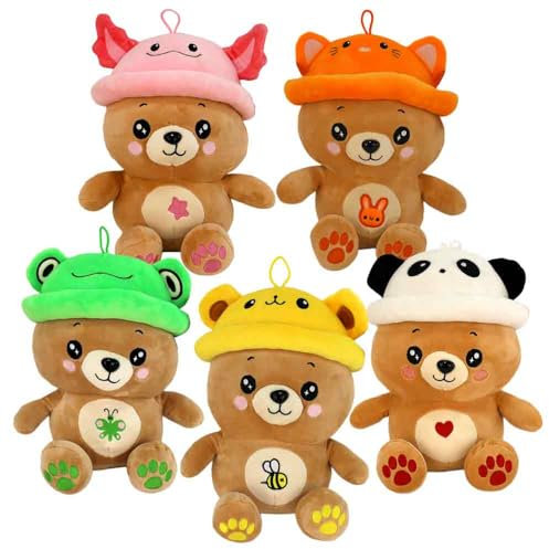 BEMIRO Teddy mit Hut – 25 cm – Kawaii-Gesicht & Schlaufe – Kuschelig weich & Squishy – Aus recycelten Materialien (Set)