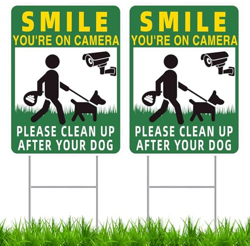2 placas de prohibición de caca de perros, 20 x 30 cm, sin inodoro para perros, letrero a ambos lados con postes, PVC, resistente a la intemperie con estaca