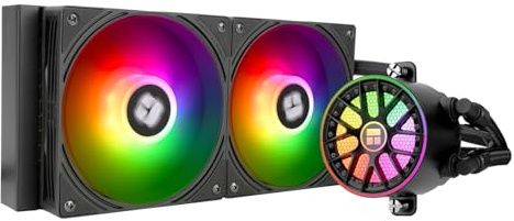TR - AQUA ELITE 240 V6 ARGB Black AIO CPU Cooler, ARGB PWM Cooler Fans with 2000RPM, for Intel Lga1150/1151/1155/1156/1200/2011/1700/1851, AMD: AM4/AM5, Case 240 AIO Radiator