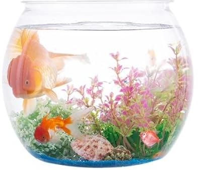 2pcs Plastic Fish Bowls Round Aquarium Clear Fish Tank Vase Pot for Candy, Carnival Games, Prizes, Party and Table Centerpiece Home Decor