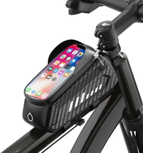 VARUN Fahrrad Rahmentasche, Fahrradtasche Rahmen Wasserdicht mit TPU Sensitivem Touchscreen, Rahmentasche Fahrrad mit 1.5L Große Kapazität, Rahmentasche für 4,7-6,7 Smartphones