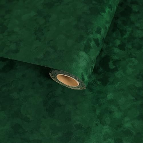 VaryFloral 30cm x 300cm Velvet Self Adhesive Wallpaper Emerald Green Peel and Stick Contact Paper Soft Velvet Fabric for Jewellery Box Lining Drawers Furniture Decoupage Craft