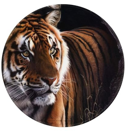 POEZJZW Rundes Mauspad mit Bengal-Tiger-Muster, rutschfeste Gummiunterseite, kleines Mauspad, geeignet für Spiele, Computer-Laptop, 20 x 20 cm.