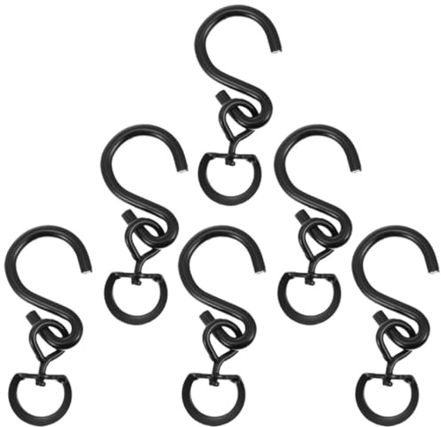 JUMPLAWN 6pcs Hanging Flowerpot Swivel Hooks with Rotatable Clasp Iron Material Suitable for Outdoor Use on Wall or Balcony Handrail, Heavy Duty Plant Hangers for Lanterns and Flower Pots