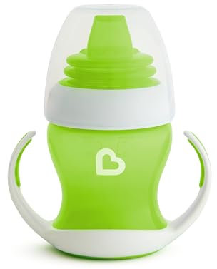 Munchkin Gentle Transition Tasse De Apprentissage | Tasses Sippy Bébé & Tout-Petit avec Poignées & Couvercles | Non-Déversement | Étanches | Silicone | À partir de 4+ Mois | 4 oz / 118 ml | Vert