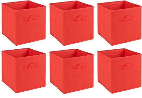 URBNLIVING Set Of 6 Red Large Non Woven Drawers