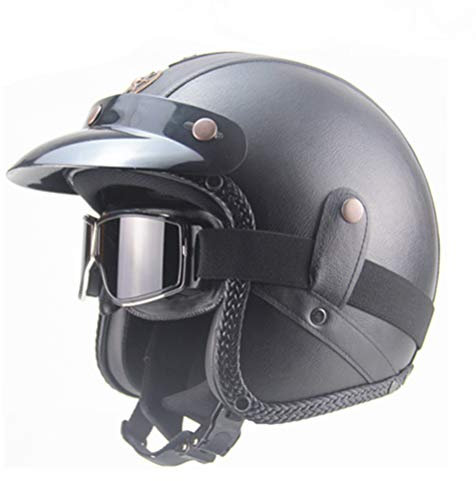 Helme Vintage Pu Lederhelme 3/4 Motorrad Chopper Fahrradhelm Jethelm Vintage Motorradhelme mit Visieren