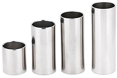 Bnineteenteam Barre de tonalité pour Guitare électrique, Guitare Folk, Basse, Mandoline et Banjo, Acier Inoxydable, Tube de Cylindre, 4 pièces Accessoires de Jeu Bottleneck Guitare
