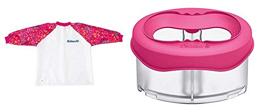 Pelikan 105353 - Malschürze Girl für Circa 6-9 Jahren mit Klettverschluss, rot & 800327 Wasserbox Space, Magenta