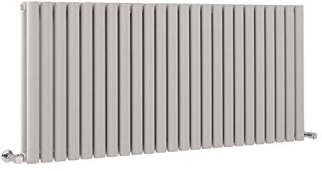 Milano Aruba - Light Grey Horizontal Double Oval Panel Radiator - 635mm x 1416mm