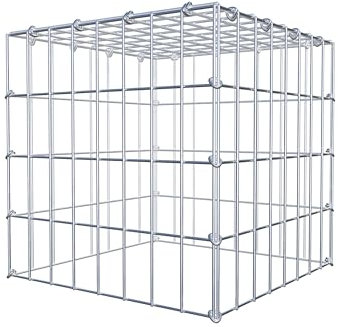GABIONA Gabione zur Erweiterung (L x H x T cm: 40 × 40 × 40) – Steinkorb aus 4 mm Draht, C-Ring Verschluss mit Gratis-Zange – für Erweiterung in der Höhe, ohne Bodengitter – Gabionenzaun