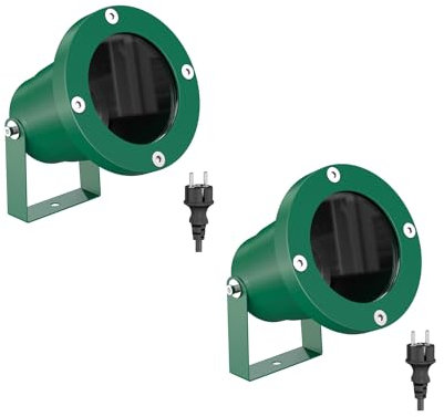 ledscom.de 2 Stück Gartenstrahler DUK für außen, IP65, Stecker, grün, 1x GU10 max. 15W