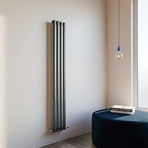 Oval Column Radiator 1600x236mm Vertical Design Single Central Heating Anthracite Rad