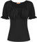 Belle Poque Summer Ruched Shirt Top for Women Slim Fit Pleated Square Neck Puff Sleeve Top Black XL