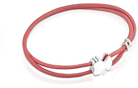 TOUS Rosa elastisches Armband für Damen mit Bärenmotiv aus Sterlingsilber 1,1 cm, 17 cm lang, einfach und vielseitig, Sweet Dolls Kollektion