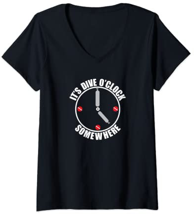 Damen Witzige Taucheruhr mit Flagge, Tanks T-Shirt mit V-Ausschnitt