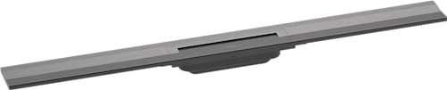 hansgrohe Fertigset Duschrinne RainDrain Flex, Abflussrinne 900mm, Bodenablauf Dusche kürzbar zur Wandmontage, Brushed Black Chrome