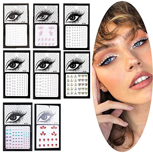 8 Pieces Eye Body Face Gems Rhinestone Stickers Self-Adhesive Rhinestones Rainbow Face Gemstones Glitter Stones Stick Face for Women Festival Accessories and Nail Art Decorations