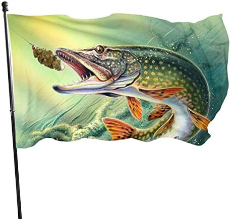 Helle Flagge,Garten Flaggen Banner,personalisierte Flagge für Party-Urlaubsfeiern,Anti-Fading-lustige Flagge 3x5 FT,Fisch