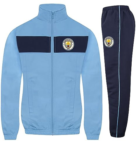 Manchester City F.C. Official Football Gift Boys Tracksuit Set Navy 12-13 Years, Navy Blue