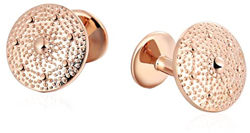 Whoiy Manschettenknöpfe Rosegold Gravur, Manschettenknopf Hochzeit Edelstahl Hemd-Manschettenknöpfe Runden für Männer Kostenlose Gravur mit Schmuck Box
