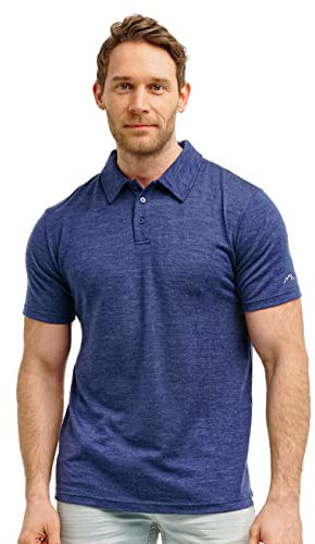 100% Merino Poloshirt Herren - Outdoor Atmungsaktiv Merino Shirt Herren Kurzarm (XX-Large, Windsor Blue Polo)