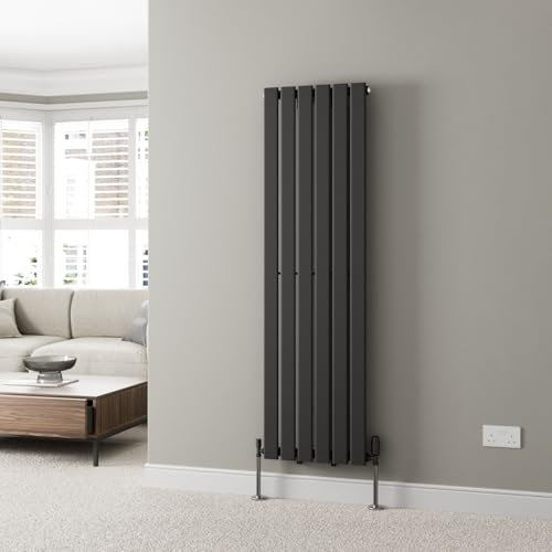 DuraTherm® 1600 x 452mm Black Vertical Designer Radiator Single Column Flat Panel Modern Central Heating Panels Bathroom Radiators