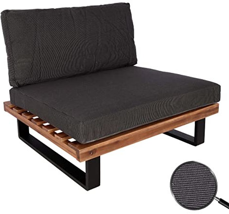 Mendler Lounge-Sessel HWC-H54, Garten-Sessel, Spun Poly Akazie Holz FSC®-Zertifiziert Aluminium - braun, Polster dunkelgrau