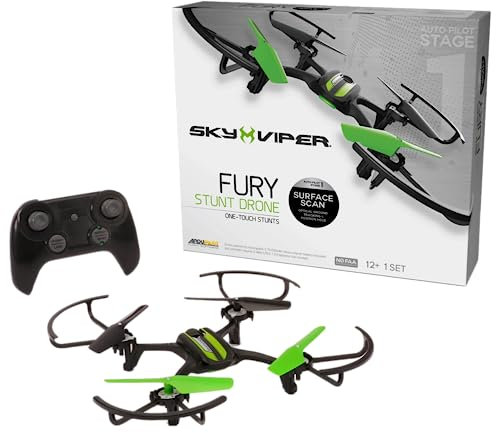 Giochi Preziosi Sky Viper Stunt Drone Radiocomandato per Bambini 12 Anni+, Funzione Stunt per Acrobazie e Surface Scan per Mantenimento di Quota, Ricarica USB, Ideale per Principianti e Professionisti