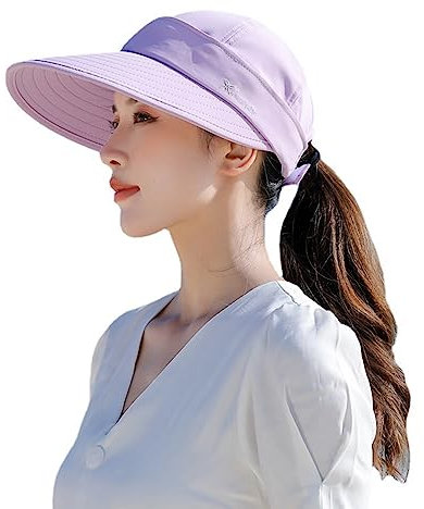 Casquette Visiere Sport Eté Chapeau de Soleil Démontable Capeline Femme Large Bord Pliable Chapeau de Plage Voyage Protection UV Cassquette de Baseball Piscine Camping Pêche Jardinage