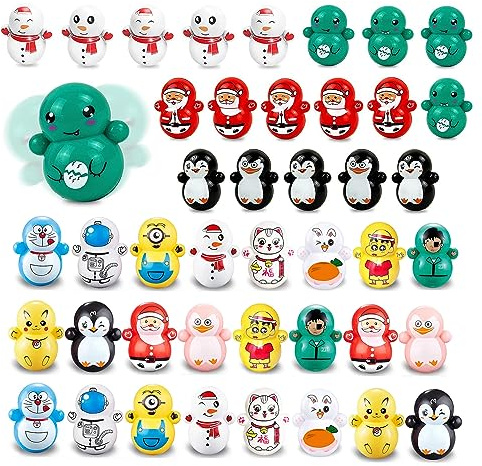 Random Tumbler Wobbler 75PCS Mini Colorful Roly-Poly Wobbling Toys | Cartoon Miniature Figures Self-Righting Dolls | Early Education Toys for Kids or Adults