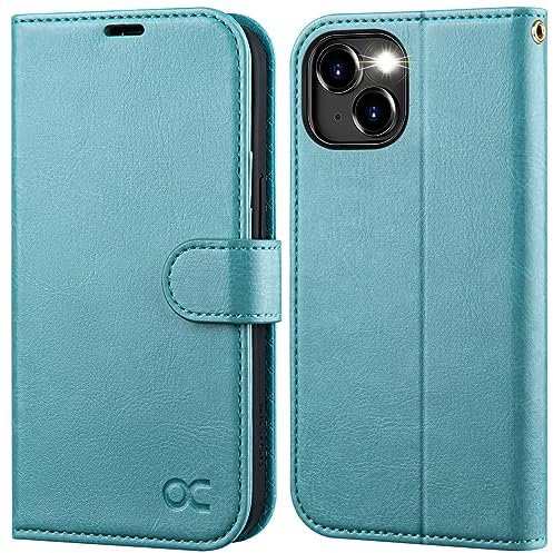 OCASE for iPhone 15 Plus Case, Premium PU Leather Wallet Case Flip Phone Cover with[RFID Blocking][Card Holder][Shockproof TPU][Stand Function] for the iPhone 15Plus 6.7 Inch 2023 5G,Ice Blue